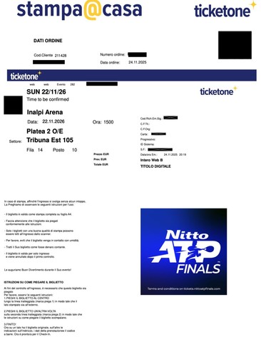 Biglietto nitto atp - nitto,